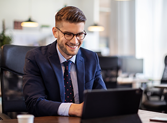 man smiling at work